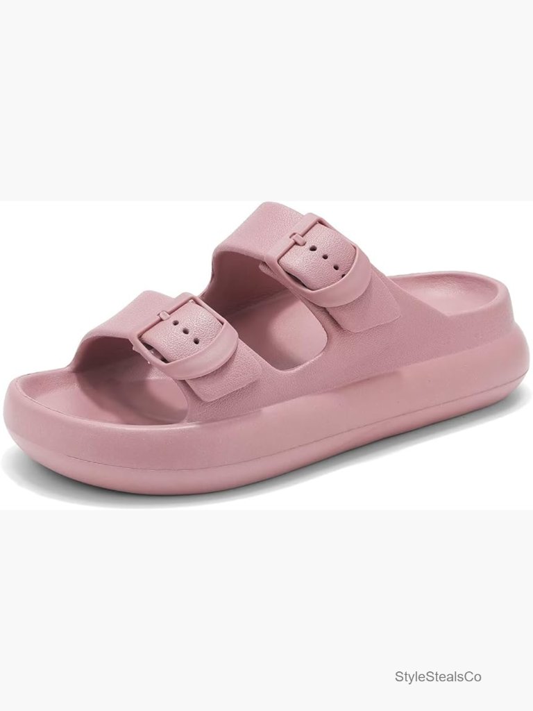 Platform Arch Support Slide Sandals, Lightweight Cushion Wedge Sandals